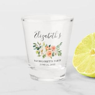 Vaso De Chupito Fiesta floral coralino de Bachelorette de la