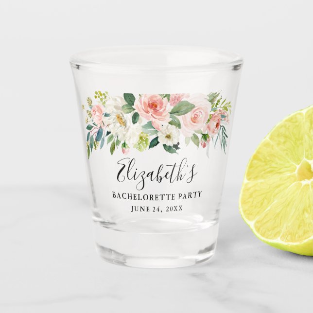 Vaso De Chupito Fiesta floral de Bachelorette de la acuarela (Anverso)