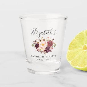 Vaso De Chupito Fiesta floral de Borgoña Bachelorette de la