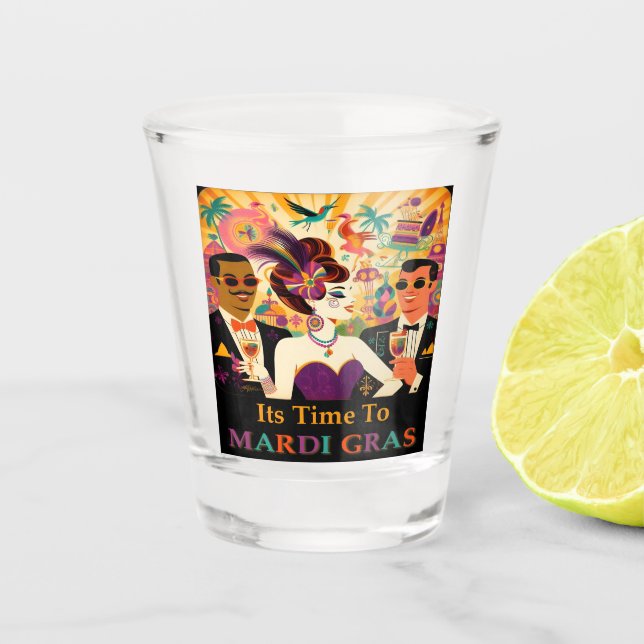 Vaso De Chupito Fiesta Futurista de cócteles Mardi Gras de Mid Cen (Anverso)