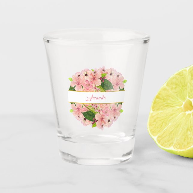 Vaso De Chupito Fiesta Nupcial Moderna Rosa Dorado  (Anverso)