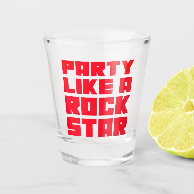 Vaso De Chupito Fiesta Roja Como Una Estrella De Rock (Anverso)
