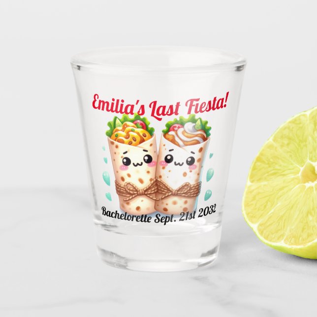 Vaso De Chupito Fiesta Shot Glass Burritos Bachelorette Personaliz (Anverso)