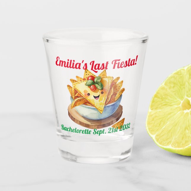 Vaso De Chupito Fiesta Shot Glass Nachos Bachelorette Personalizad (Anverso)