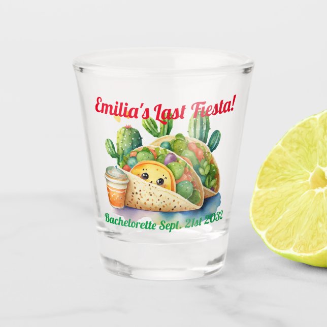 Vaso De Chupito Fiesta Shot Glass Taco Bachelorette Personalizado (Anverso)