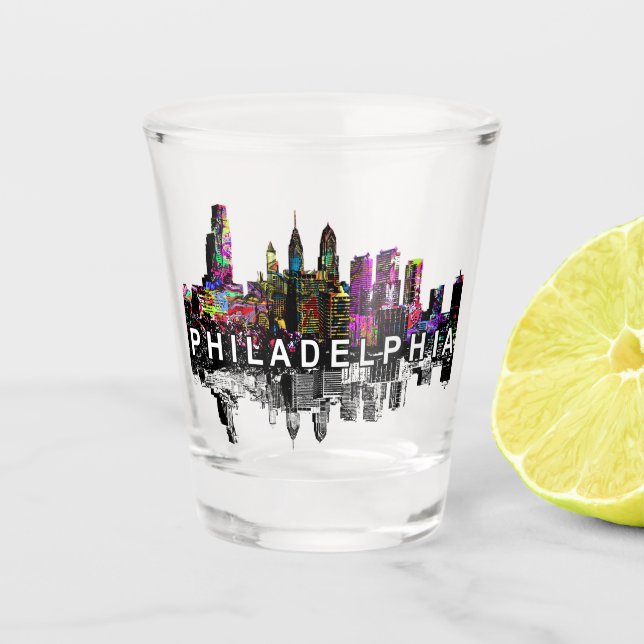 Vaso De Chupito Filadelfia, Pennsylvania en graffiti Cristal (Anverso)