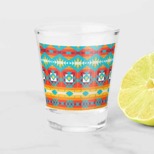 Vaso De Chupito Filas de formas tribales (Anverso)