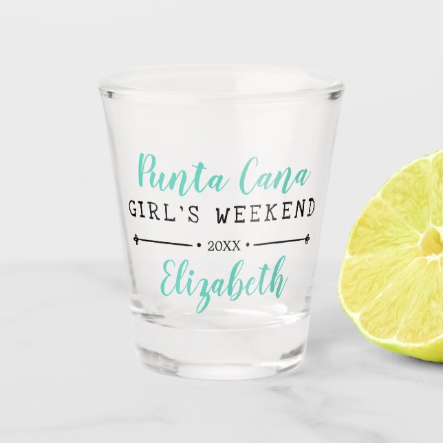 Vaso De Chupito Fin de semana de chica personalizado Año (Anverso)