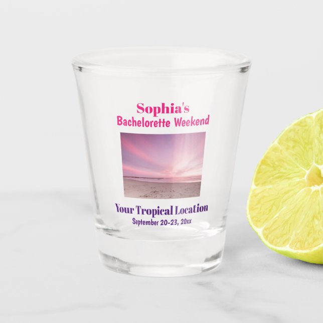 Vaso De Chupito Fin de semana de fiesta de soltera Viaje a la play (Anverso)
