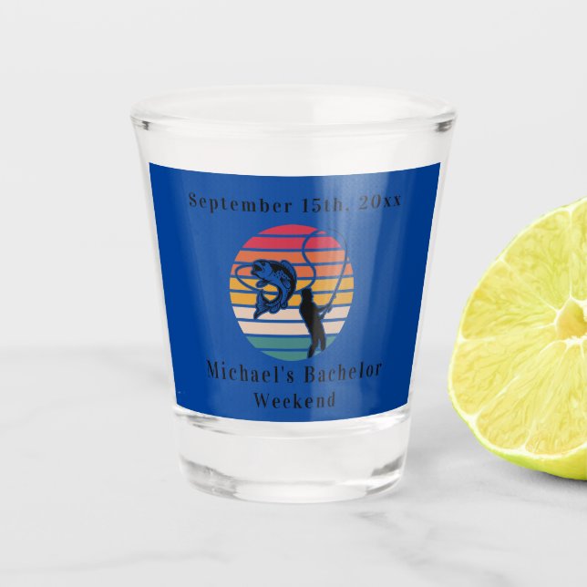 Vaso De Chupito Fin de semana de soltero de pesca personalizado (Anverso)