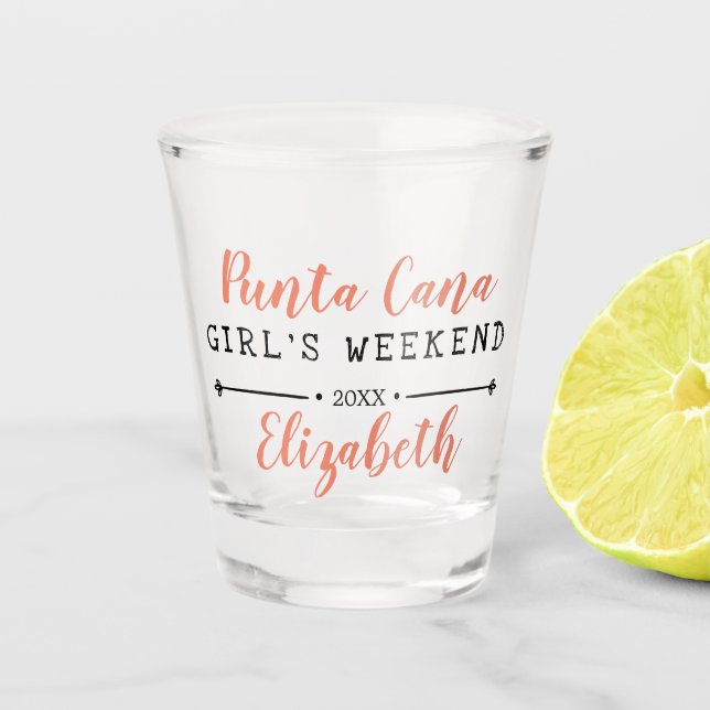 Vaso De Chupito Fin de semana personalizado para chicas Año (Anverso)