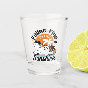 Vaso De Chupito Fino felino a la luz del sol - Gato tropical relaj