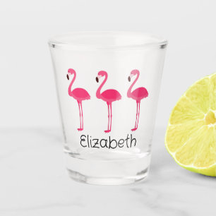 Vaso De Chupito Flamencos rosados tropicales personalizados