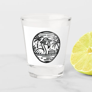 Vaso De Chupito Flamingo Escuchando música - Tropical Chill Vibes