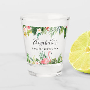 Vaso De Chupito Flamingo Floral Tropical Bachelorette