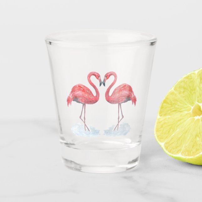 Vaso De Chupito Flamingo rosa. (Anverso)