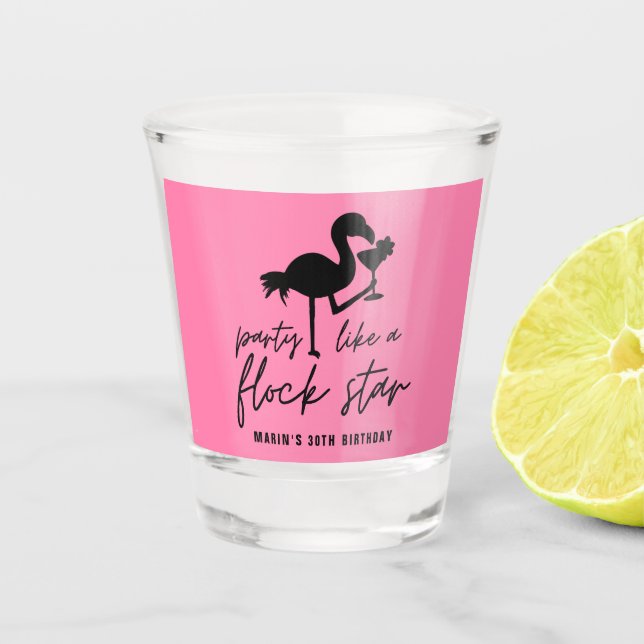 Vaso De Chupito Flamingo rosa Flock Star Tropical Beach Cumpleaños (Anverso)