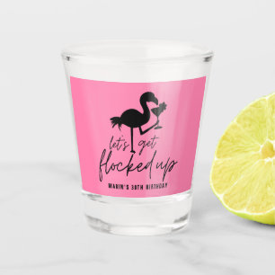 Vaso De Chupito Flamingo Rosado Abierto En Playa Tropical Cumpleañ
