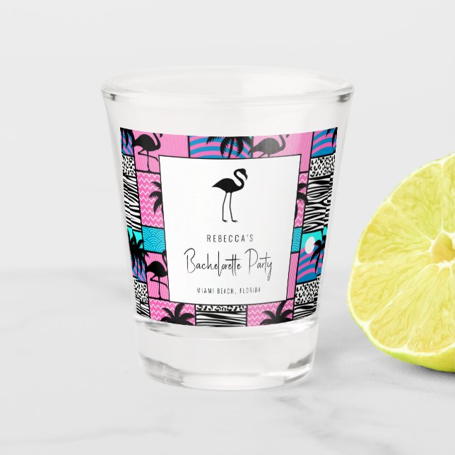 Vaso De Chupito Flamingo Tropical Miami Beach Bachelorette   (Anverso)