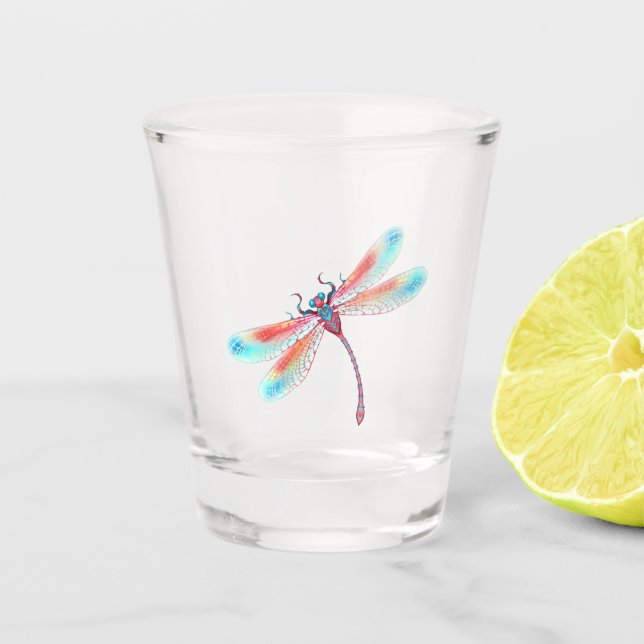 Vaso De Chupito Fléon roja sobre fondo acuarela (Anverso)