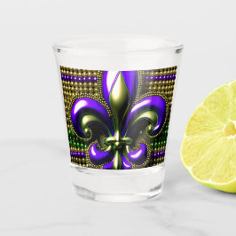 Vaso De Chupito Fleur de lis Beaded Mardi Gras
