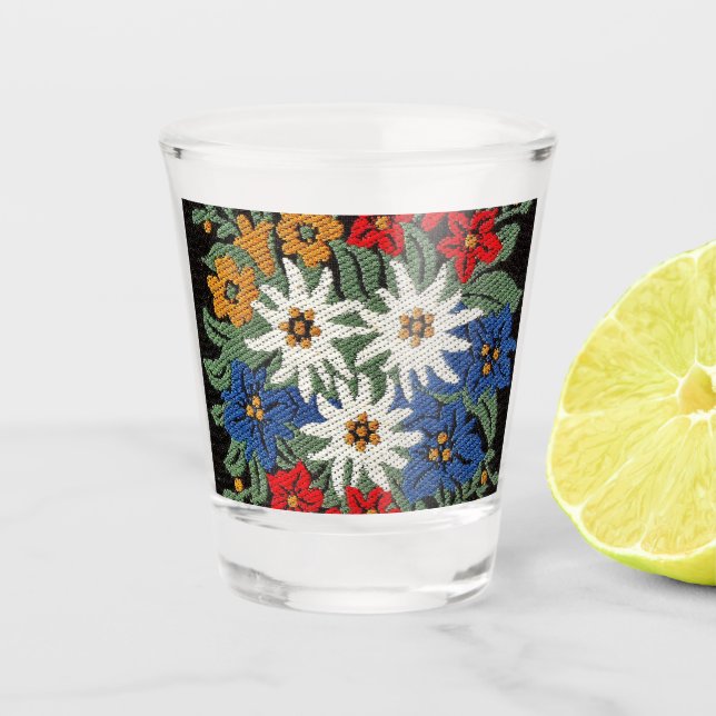 Vaso De Chupito Flor alpina suiza de Edelweiss (Anverso)