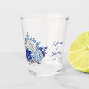 Vaso De Chupito Flor azul acuarela con dinero/danza de tiro-