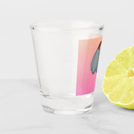Vaso De Chupito Flor azul con fondo rosa
