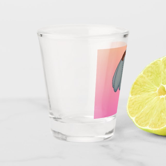Vaso De Chupito Flor azul con fondo rosa (Izquierda)