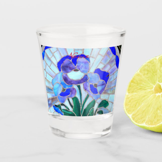 Vaso De Chupito Flor azul de vidrio templado Thunder_Cove (Anverso)