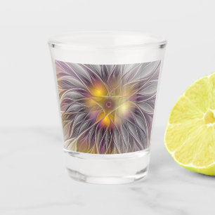 Vaso De Chupito Flor Colorida Luminosa, Fractal Moderno Abstracto