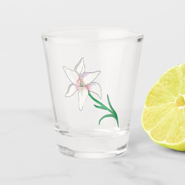 Vaso De Chupito Flor de Lirio Blanco (Anverso)