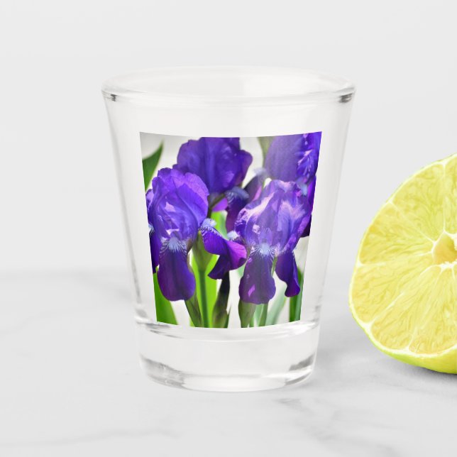Vaso De Chupito Flor iris iris púrpura (Anverso)