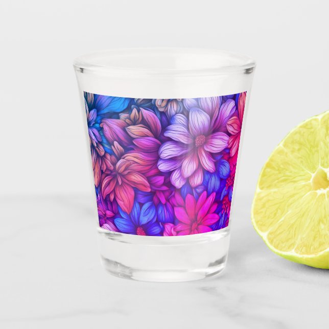 Vaso De Chupito Floral Abstracta colorida #43 - (Anverso)