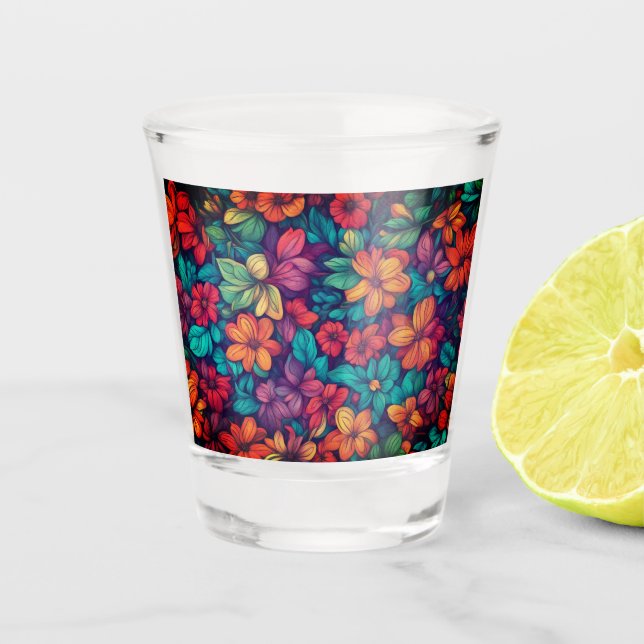 Vaso De Chupito Floral Abstracta colorida #44 - (Anverso)