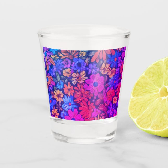 Vaso De Chupito Floral Abstracta colorida #45 - (Anverso)