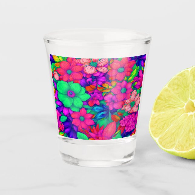 Vaso De Chupito Floral Abstracta colorida #77 (Anverso)