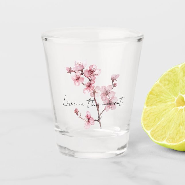 Vaso De Chupito Floral de cerezo rosa (Anverso)