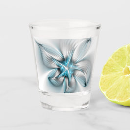 Vaso De Chupito Floral Elegance Modern Abstract Blue Fractal Art