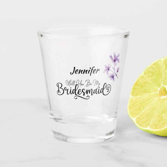 Vaso De Chupito Floral personalizada Serás mi novia (Anverso)