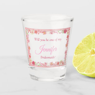 Vaso De Chupito Floral rosa color de agua sé mi dama de honor