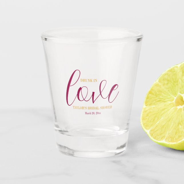 Vaso De Chupito Floral rosa ducha de novia (Anverso)