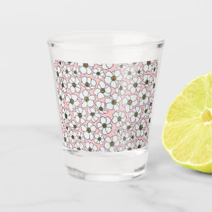 Vaso De Chupito Flores blancas y rosadas modernas
