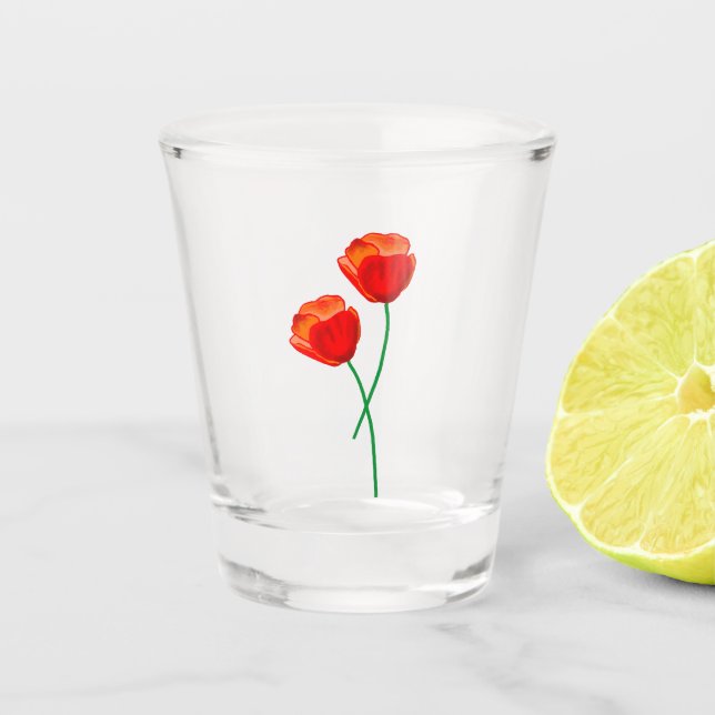 Vaso De Chupito Flores de amapola roja (Anverso)