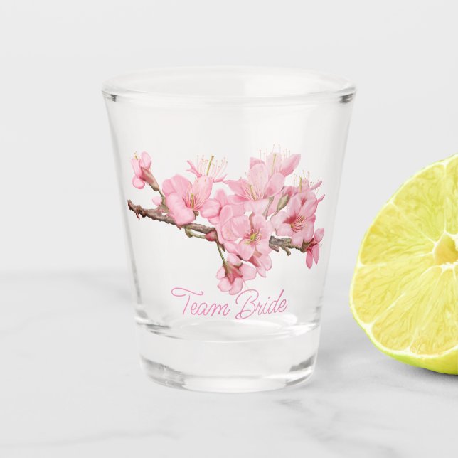 Vaso De Chupito Flores de cerezo de vidrio caliente (Anverso)