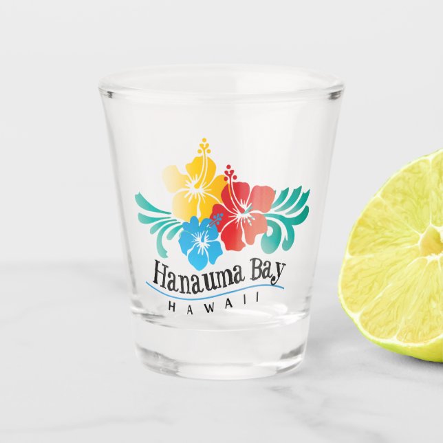 Vaso De Chupito Flores de hibiscus de la Bahía Hanauma en Hawaii (Anverso)