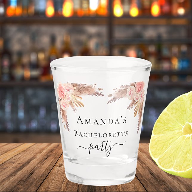 Vaso De Chupito Flores de hierba de pampas rosa palo para desposad (Subido por el creador)