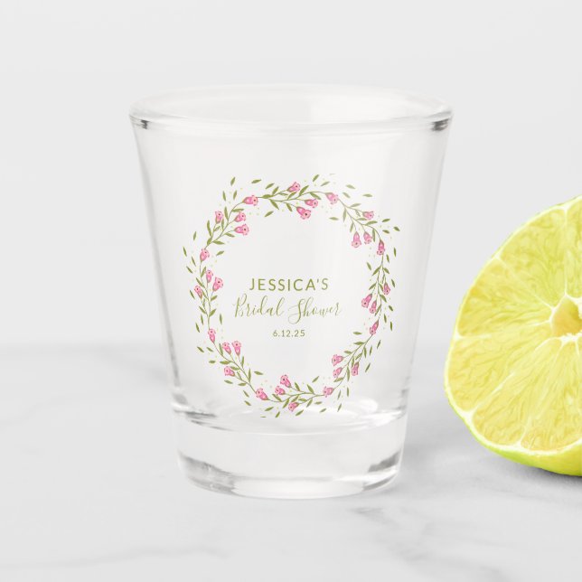 Vaso De Chupito Flores de jardín rosadas rústicas para ducha de no (Anverso)