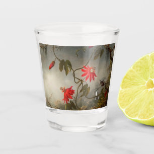 Vaso De Chupito Flores de pasión con cabeza de Hummingbirds