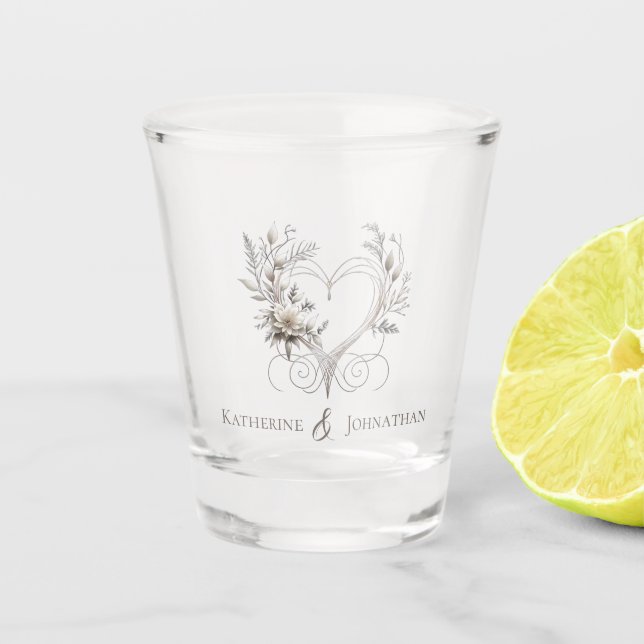 Vaso De Chupito Flores modernas-Boda-dinero/danza de tiro- (Anverso)